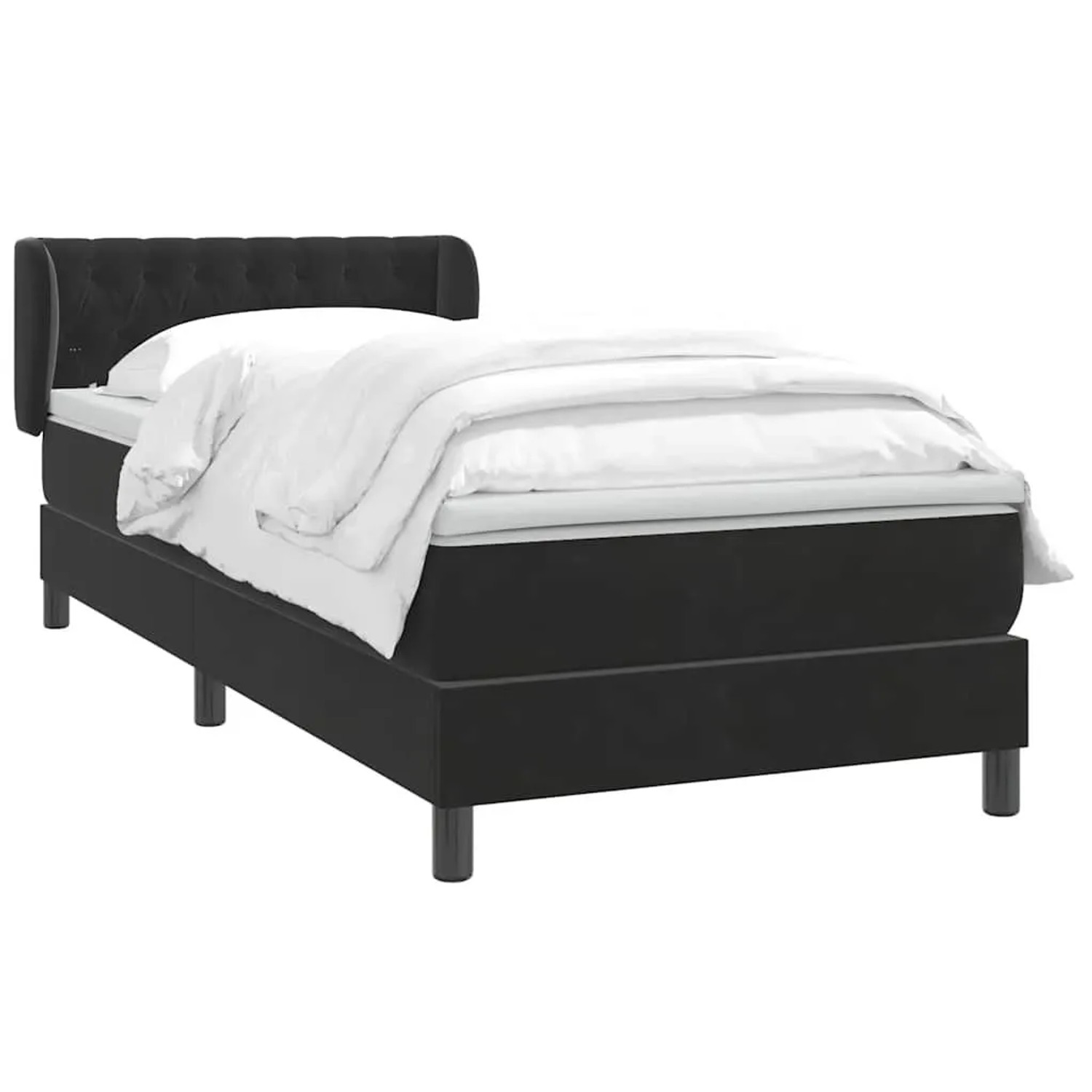 vidaXL Boxspringbett mit Matratze Schwarz 90x220 cm Samt 3317807 günstig online kaufen