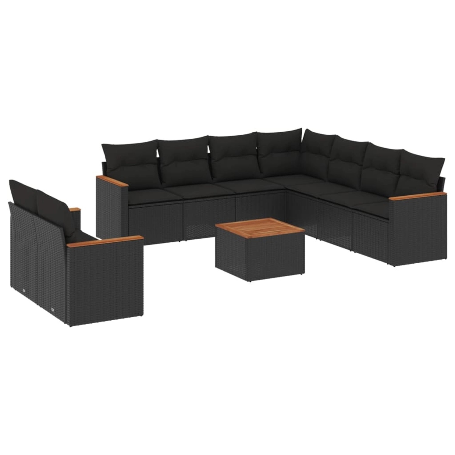 vidaXL 10-Tlg Garten-Sofagarnitur mit Kissen Schwarz Poly Rattan 3226104 günstig online kaufen