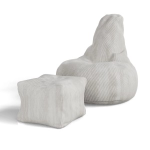 Beiger Juskys Sitzsack Chillex XL mit Hocker aus Cordstoff.