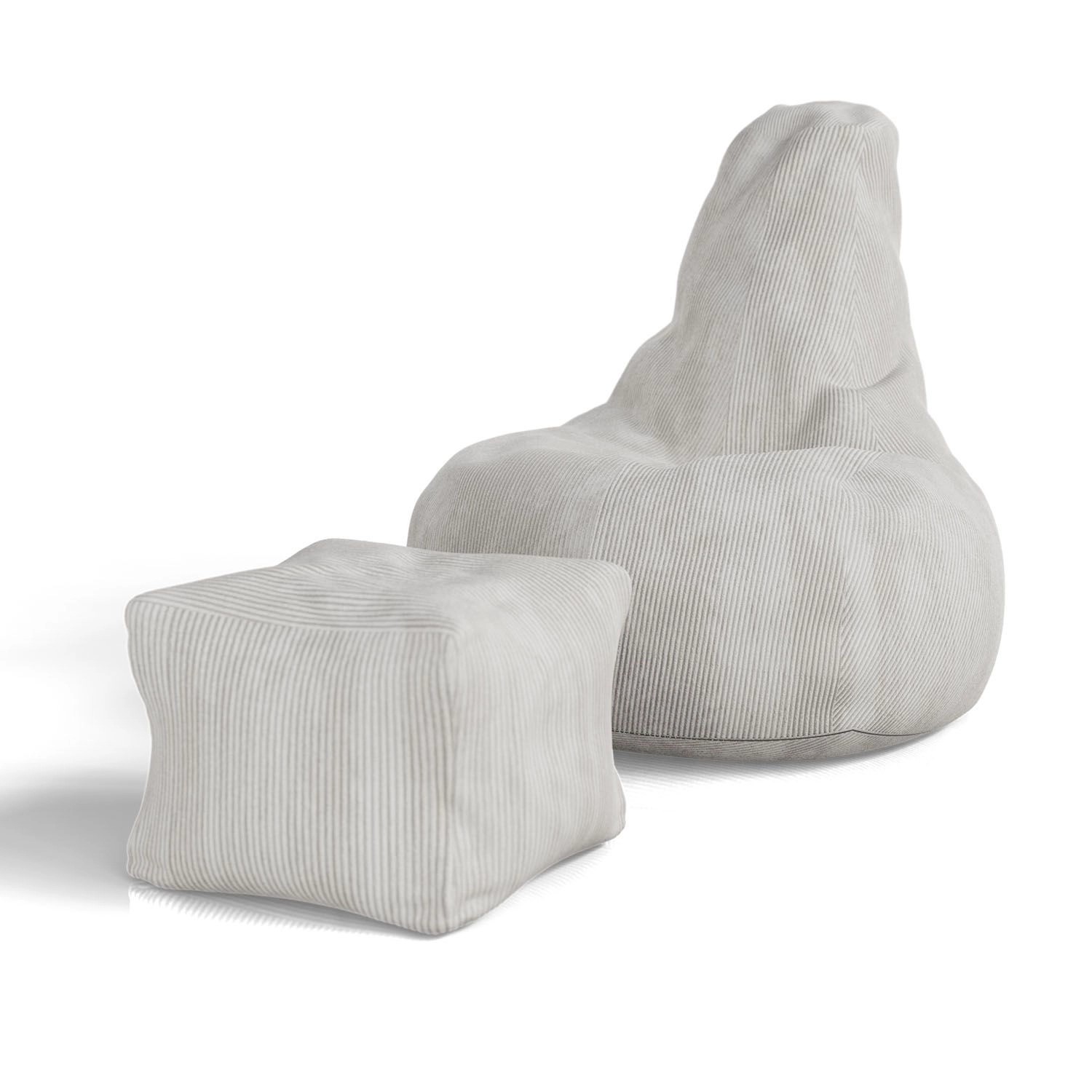 Juskys Sitzsack Chillex mit Hocker XL in Stoff Cord Beige günstig online kaufen