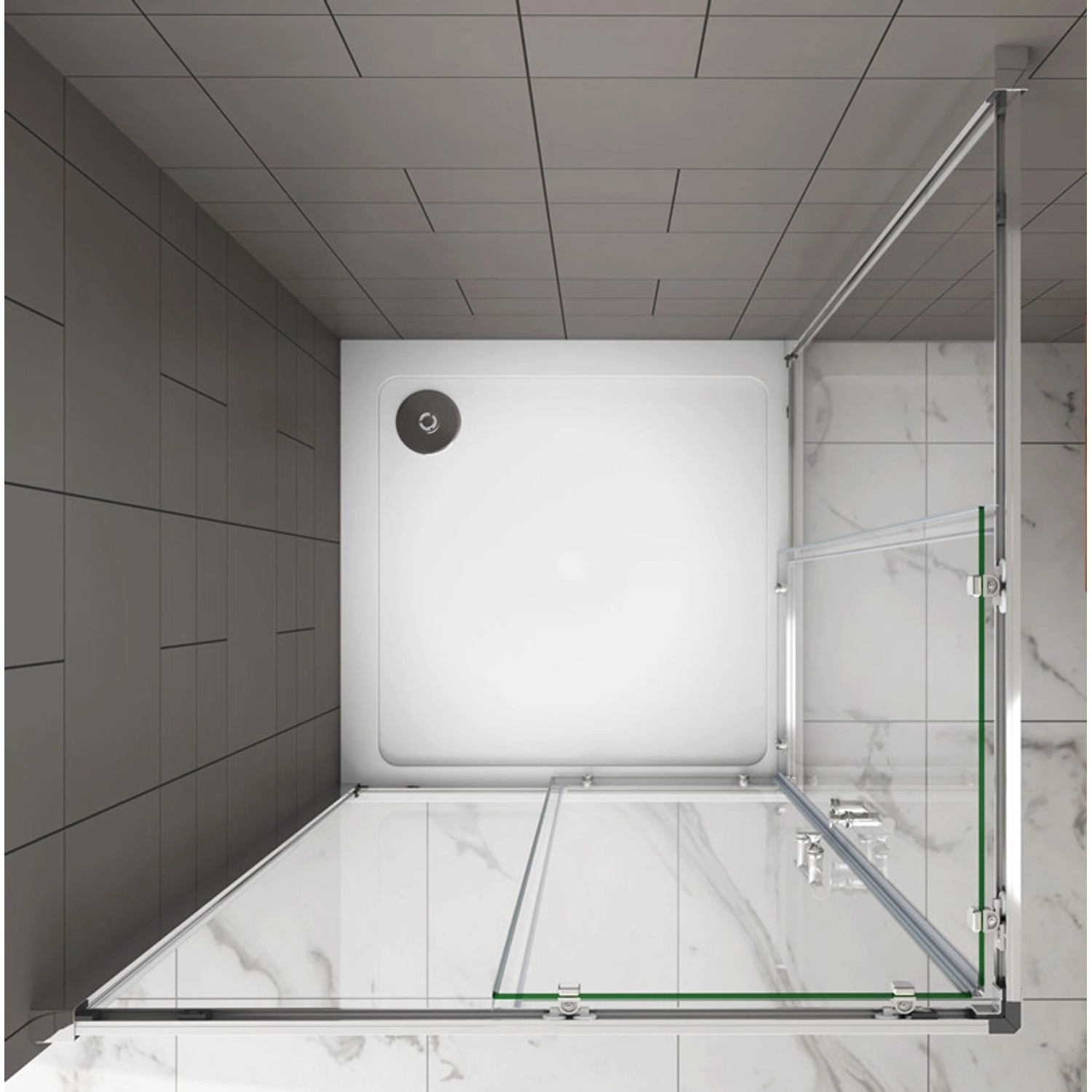 Duschparadies Duschkabine 90x90cm Eckeinstieg Duschkabinen 5mm ESG Sicherheitsglas Dusche Duschtür Höhe 185cm Schiebetür_6