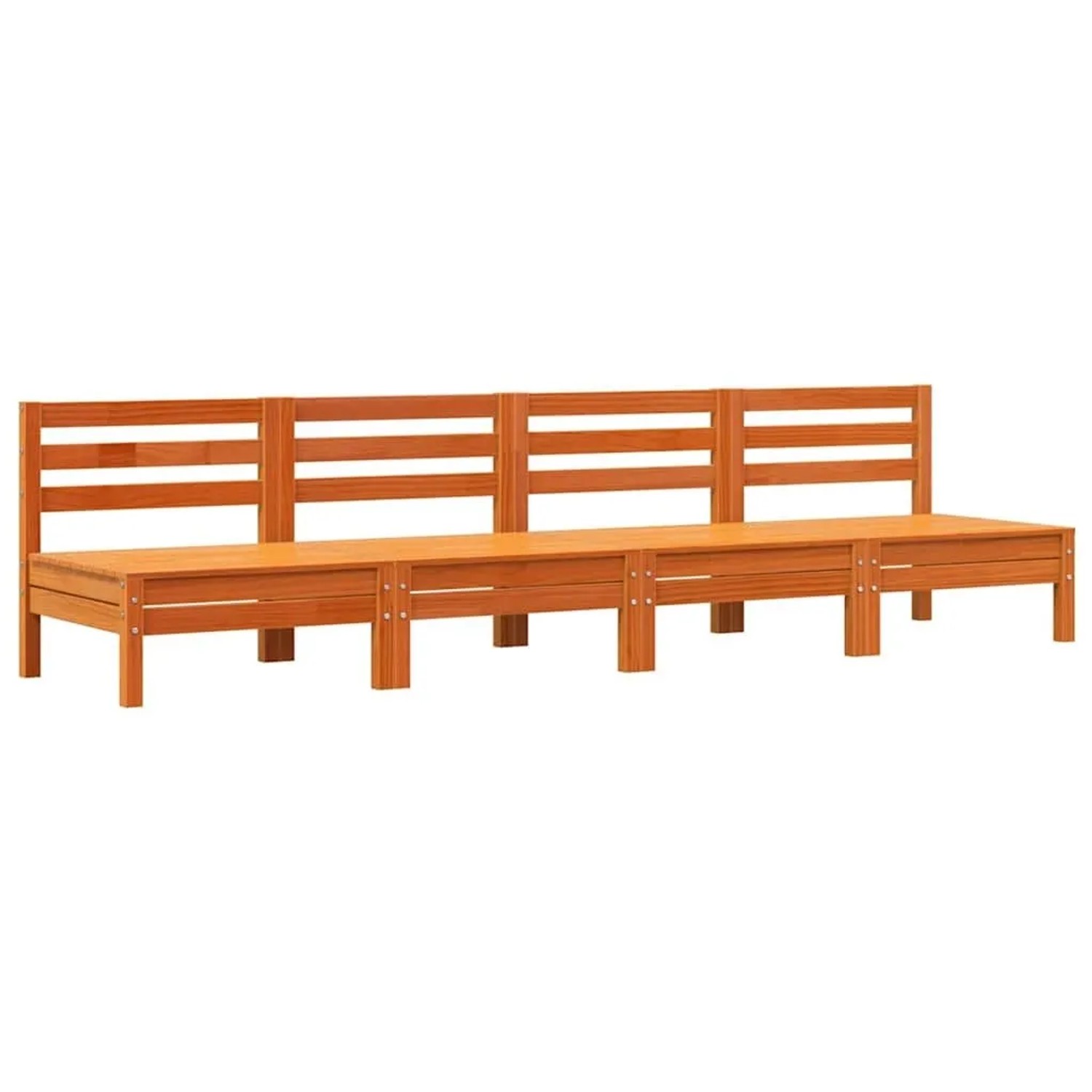 vidaXL Gartensofas ohne Armlehnen 4 Stk Wachsbraun Massivholz Kiefer 838009
