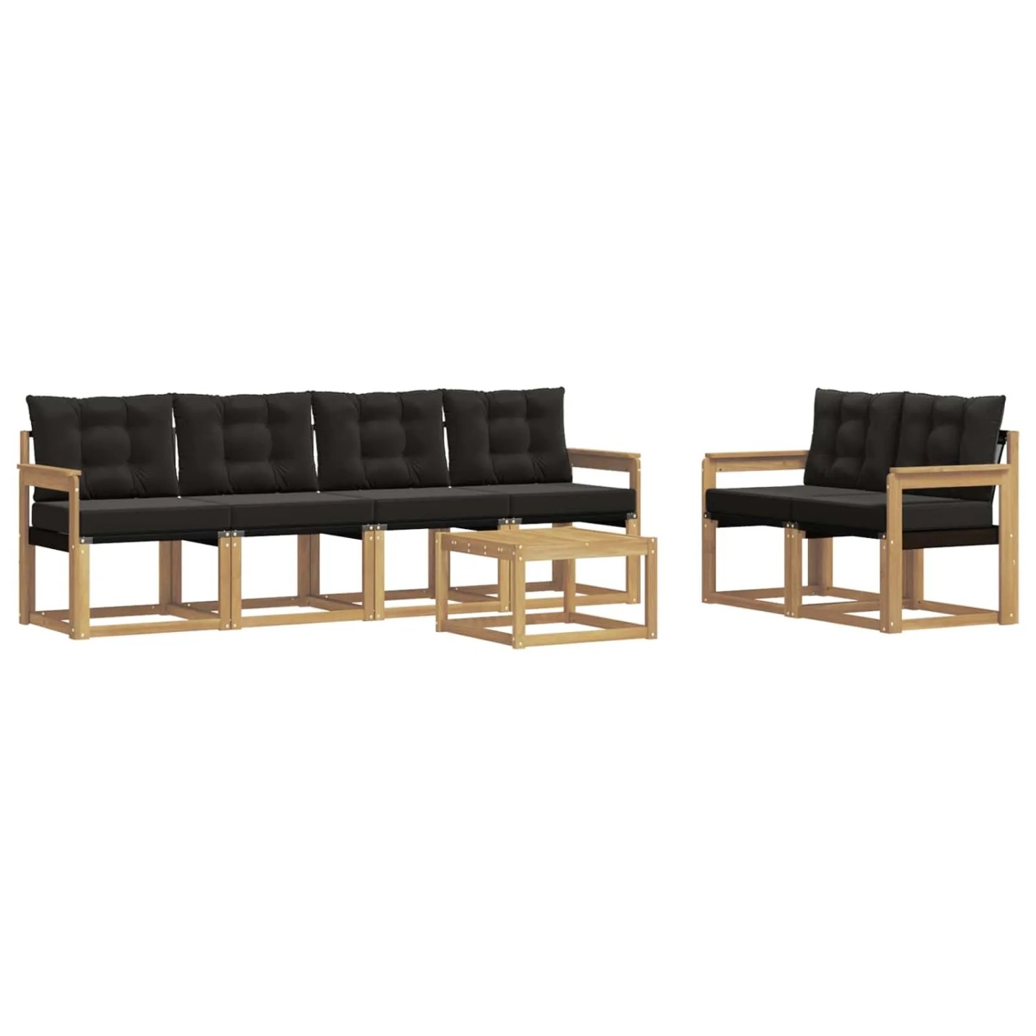 vidaXL Outdoor-Sofagarnitur mit Kissen 7-Tlg Weiß und Schwarz 3389230