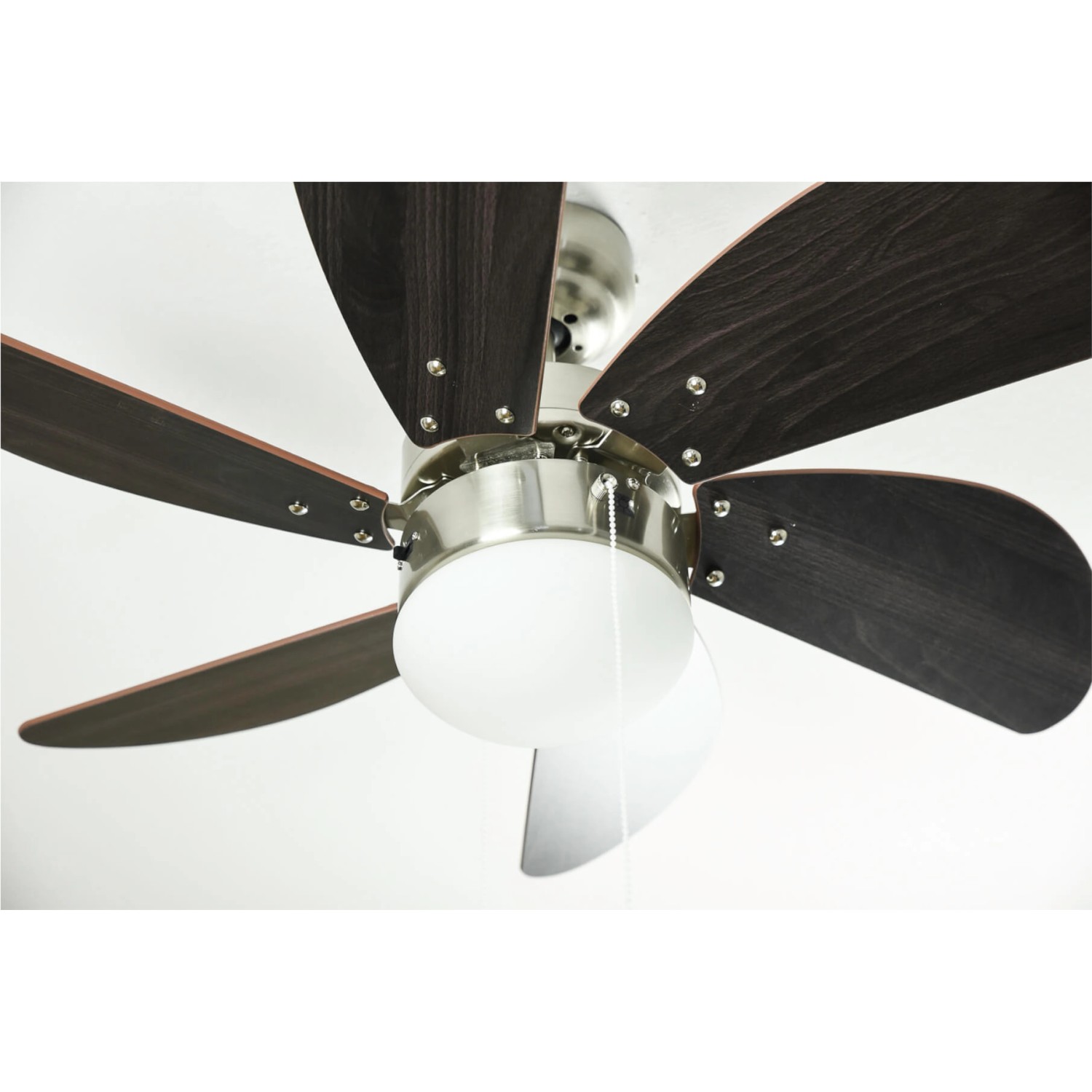 WESTINGHOUSE Deckenventilator Turbo Swirl Chrom, 76 cm, mit Beleuchtung und Zugketten.