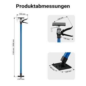 Wiltec Deckenstütze 115-290Cm 30Kg Montagestütze Stahl Einhandstütze Baustütze