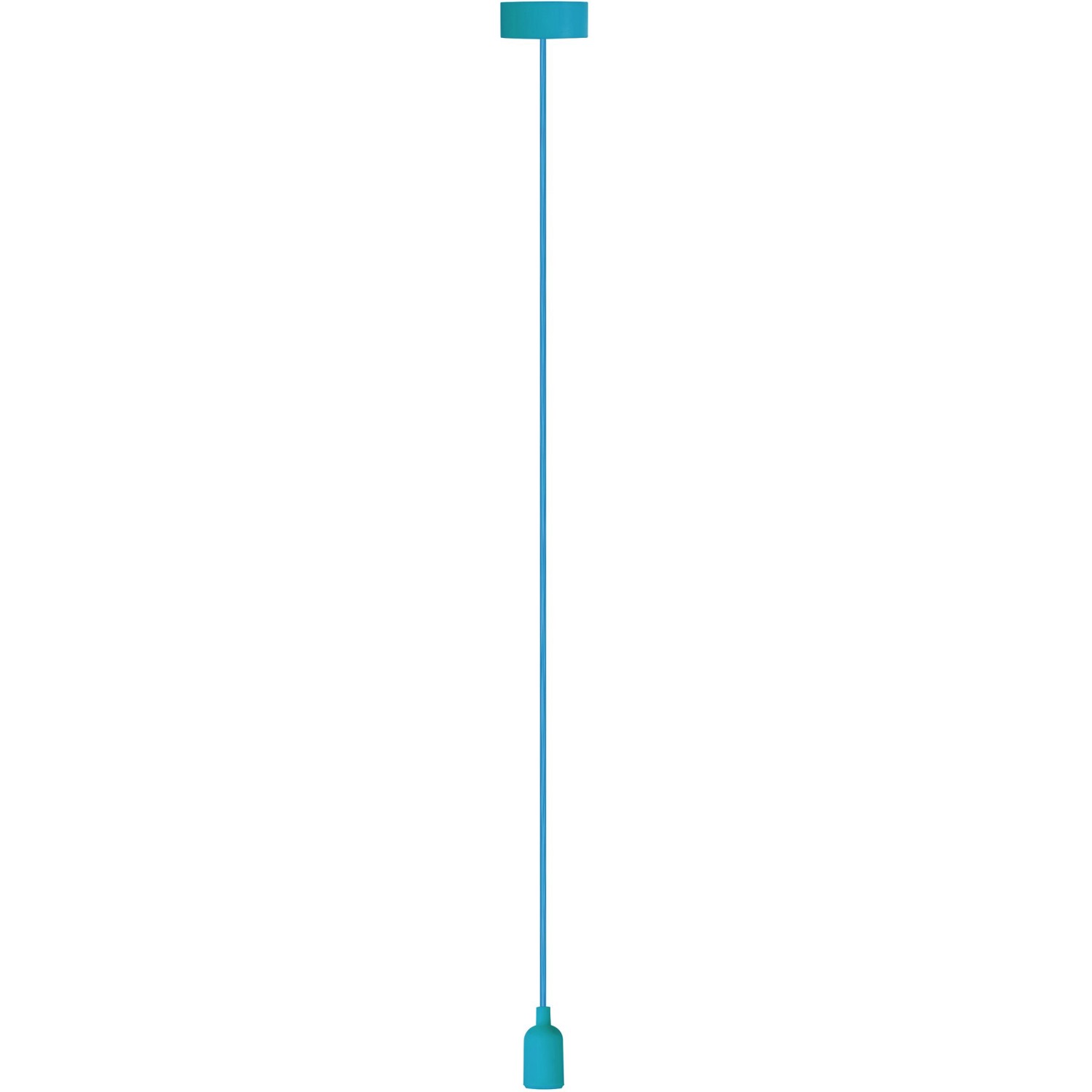 Türkisfarbenes Lampen-Textilkabel mit Fassung und Baldachin, 1,4 m lang.