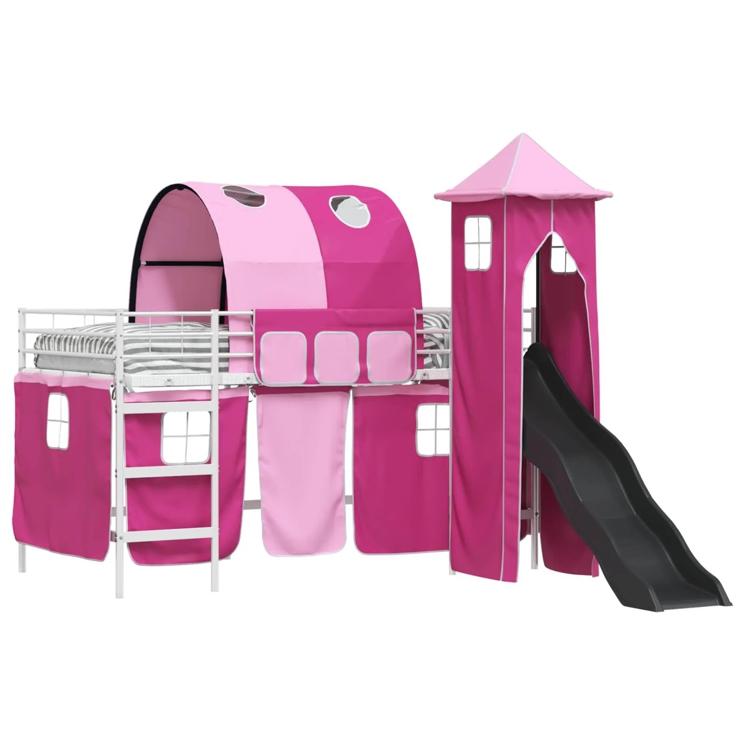 vidaXL Kinderloftbett Weiß und Rosa 107 x 200 cm Metall 42020912