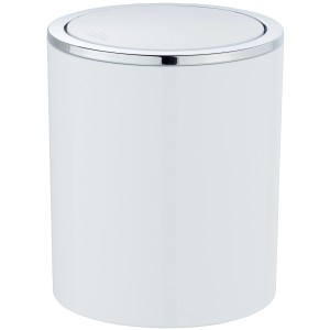 Weißer Wenko Kosmetikeimer Inca mit Schwingdeckel und Chromrand, 2 Liter Fassungsvermögen.
