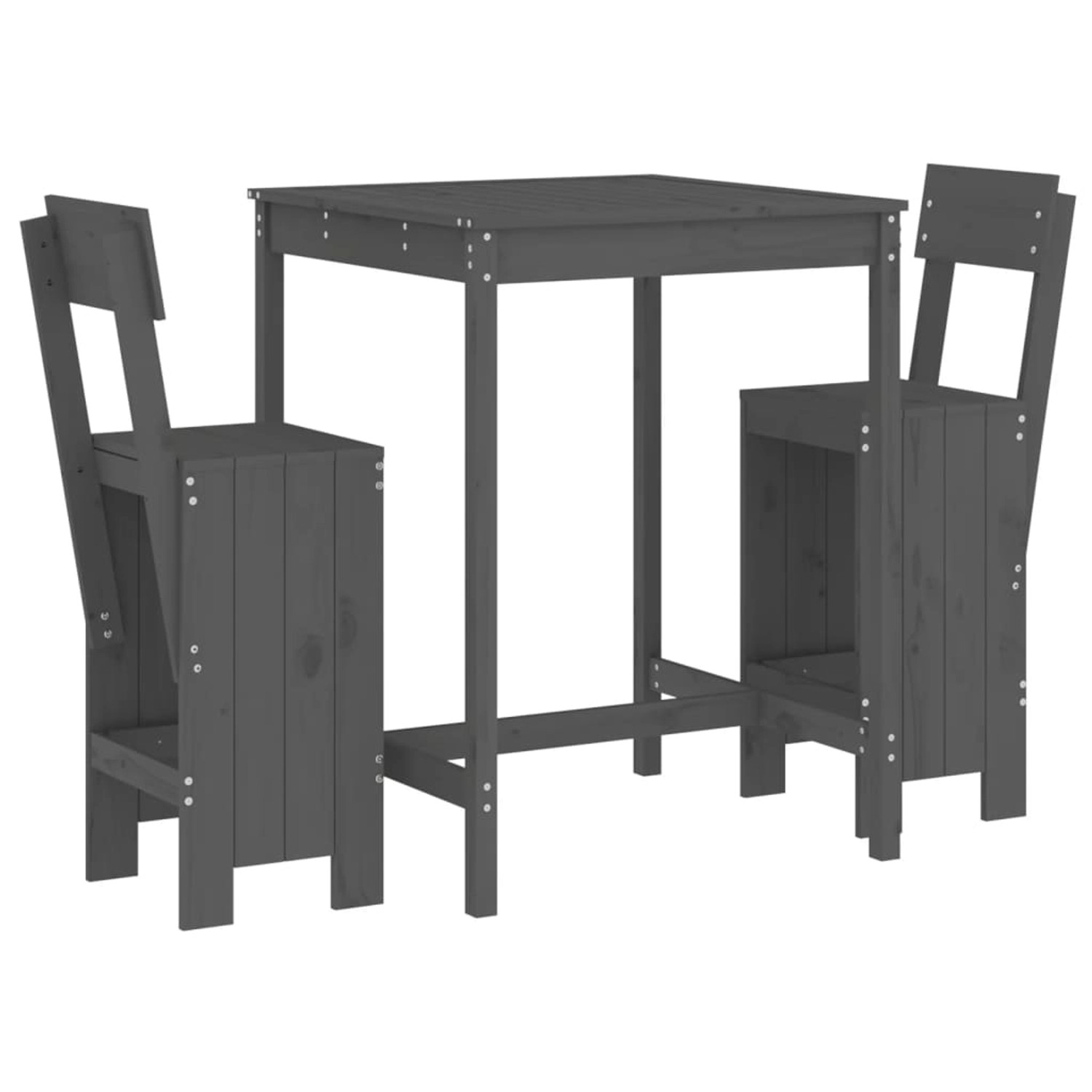 Thumbnail - vidaXL 3-tlg Gartenbar-Set Grau Massivholz Kiefer Modell 3