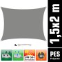 Graues, rechteckiges AMANKA Sonnensegel 1,5x2m aus Polyester. Wasserabweisend, UV-Schutz UPF 50+, inkl. Seile. Für Garten & Balkon.