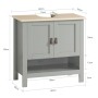 SoBuy Waschbeckenunterschrank Badschrank mit 2 Türen und 1 Fach 60x60x30cm Grau BZR69-HG_5