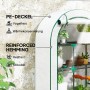 Weißes Furnicato Mini-Gewächshaus, 4-stufig, mit Pflanzen auf Drahtregalen unter UV-beständiger Kunststoffabdeckung.