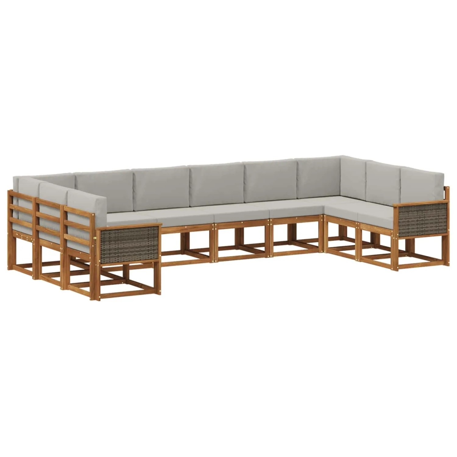 vidaXL Outdoor-Sofagarnitur mit Kissen 10 Stk Natur und Hellgrau 3385567