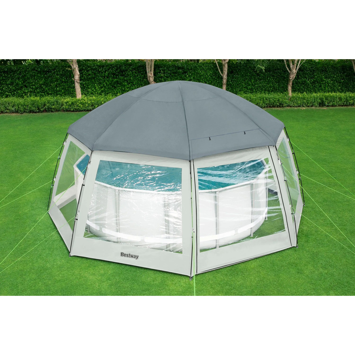 Bestway Pool-Pavillon 600x295 cm für runde Pools bis 488 cm Durchmesser.