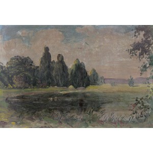 Bricoflor Fototapete mit gemalter Landschaft in Grün und Blau für Wohn- und Esszimmer.