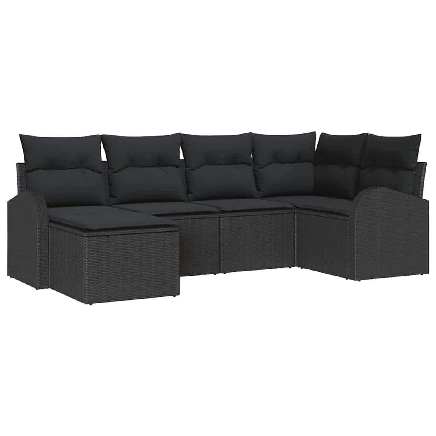 vidaXL Garten-Sofa-Set mit Kissen 6-Tlg Schwarz Poly Rattan 3354782 günstig online kaufen