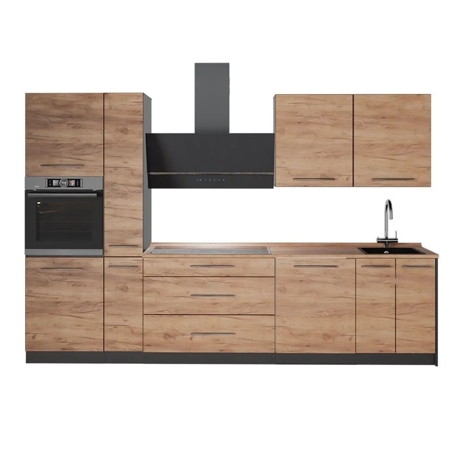 Vicco Küchenzeile Fame-Line Goldkraft Eiche/Anthrazit 310 x 207 AP Eiche Art Nr 64261