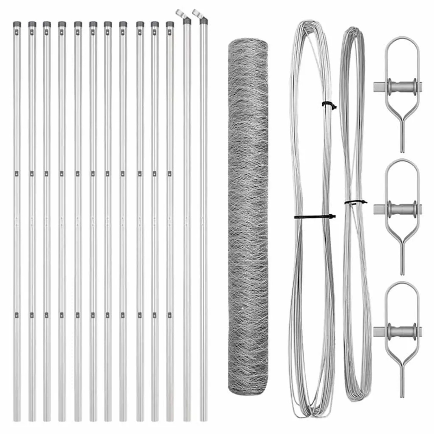 vidaXL Zaunpfosten Silber 25 x 1,4 m 50 mm Mesh Stahl 3352965 günstig online kaufen