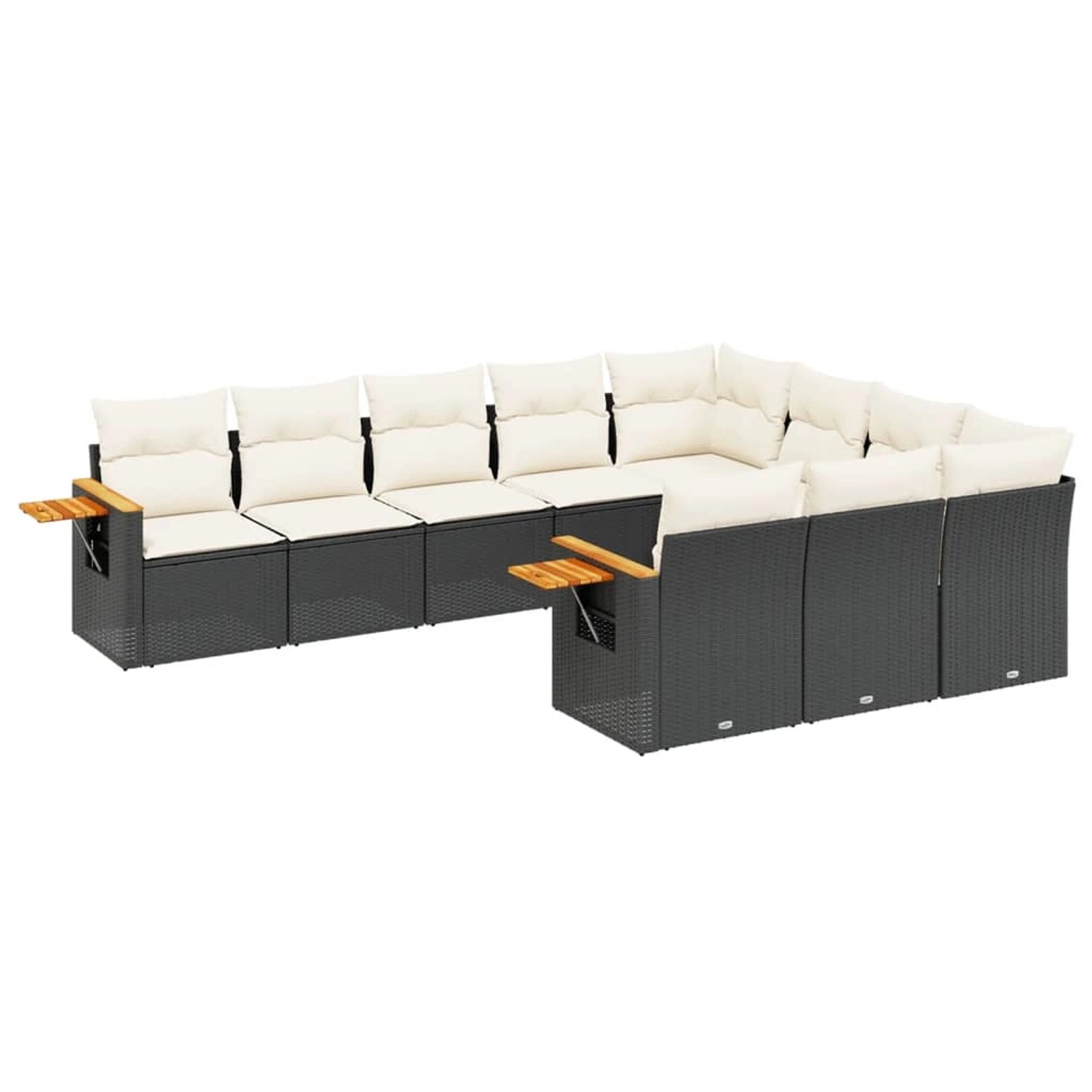 vidaXL 10-Tlg Garten-Sofagarnitur mit Kissen Schwarz Poly Rattan 3227176 günstig online kaufen