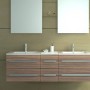 Badmöbel-Set Zürich II 150 cm in Zebra/Holzoptik Dunkel mit zwei Spiegeln.