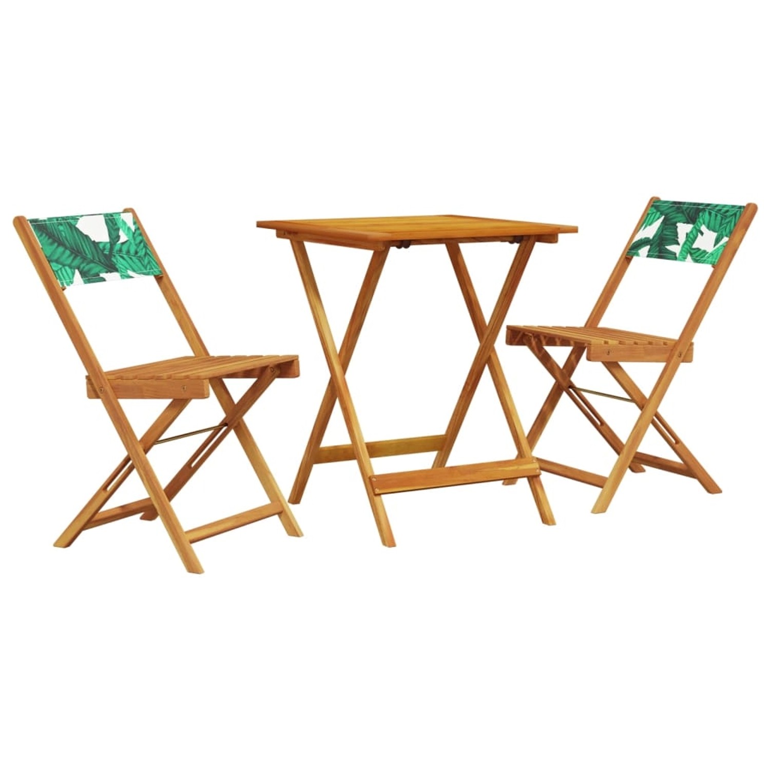 Thumbnail - vidaXL 3-tlg Bistro-Set Blattmuster Stoff und Massivholz Modell 1