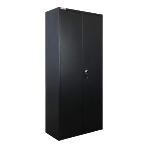 PROREGAL Flügeltürenschrank ELEPHANT Mit 2 Türen Abschließbar HxBxT 180x80x40cm 6 Fächern & Kleiderstange Stahl Pulverbeschichtet Schwarz Spind