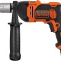 Black+Decker Schlagbohrmaschine BEH850K mit Zusatzhandgriff, schwarz und orange.