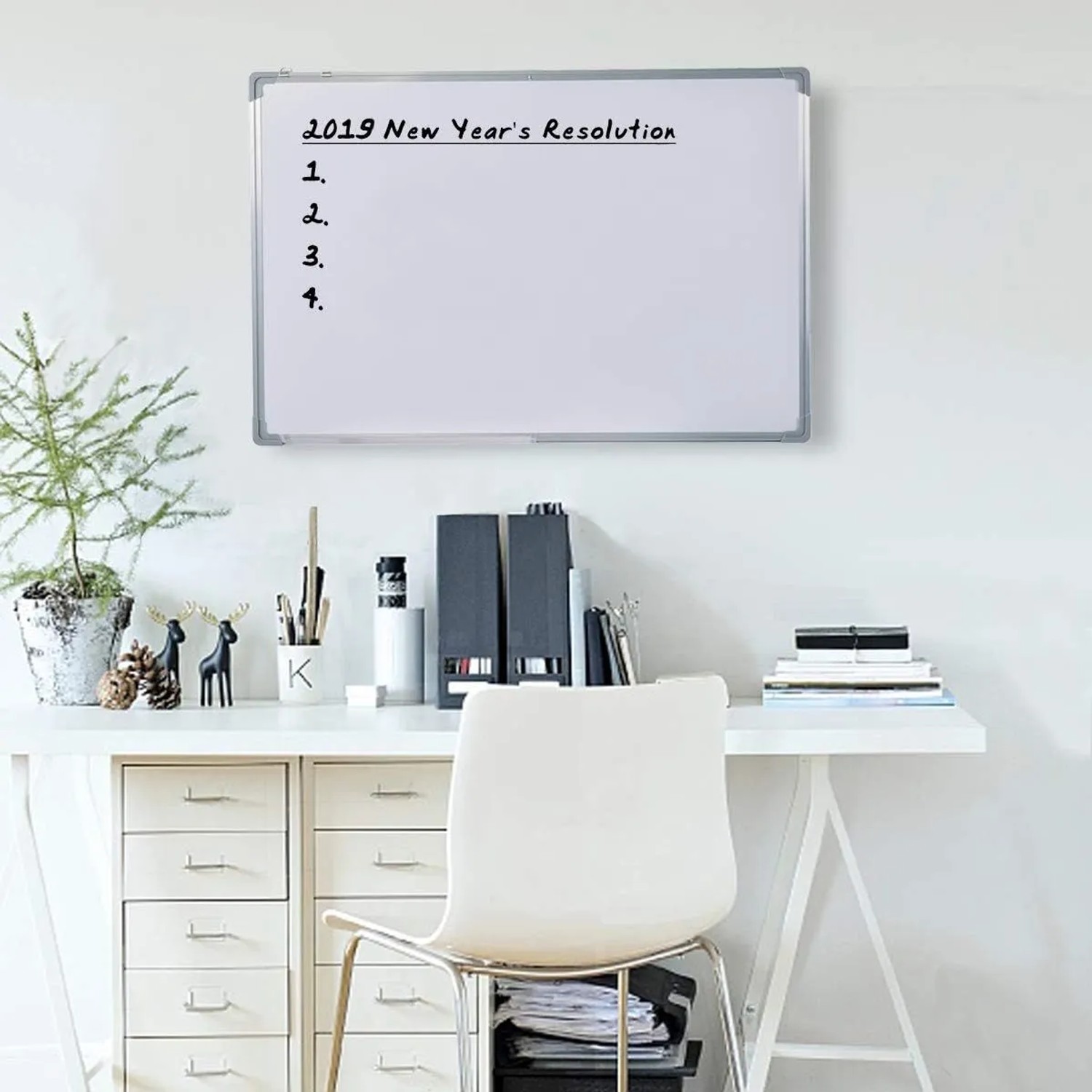 Costway Whiteboard Magnettafel Memoboard mit Alurahmen 90 x 60 cm_4