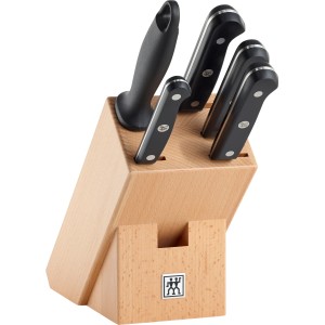 Zwilling Messerblock Gourmet, 6-teilig, aus Buchenholz mit 5 Messern und Wetzstahl.