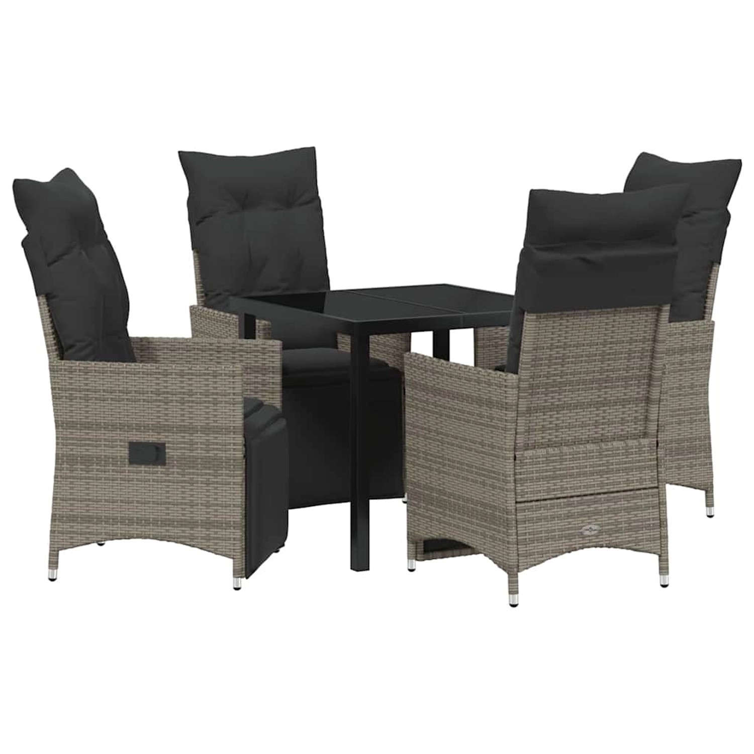 vidaXL Garten Essgruppe mit Kissen 5-Tlg Grau Poly Rattan 3379577 günstig online kaufen
