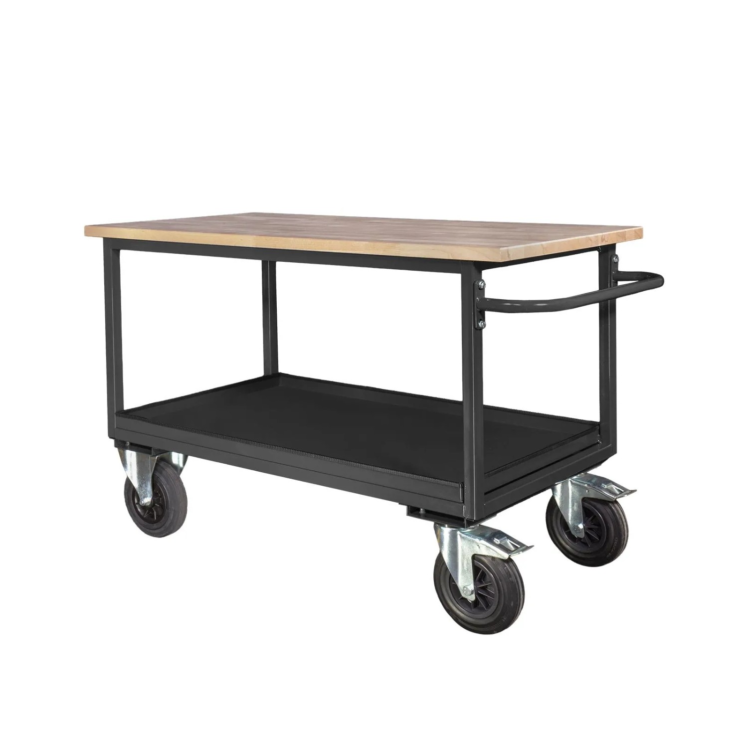 PROREGAL Mobile Werkbank Mit 2 Etagen Und Schiebegriff HxBxT 82,7x130x60cm Anthrazitgrau