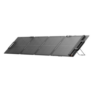 Ecoflow 110W faltbares Solarpanel, dunkelgrau, kompakt aufgestellt. Ideal für mobile Solaranlagen.