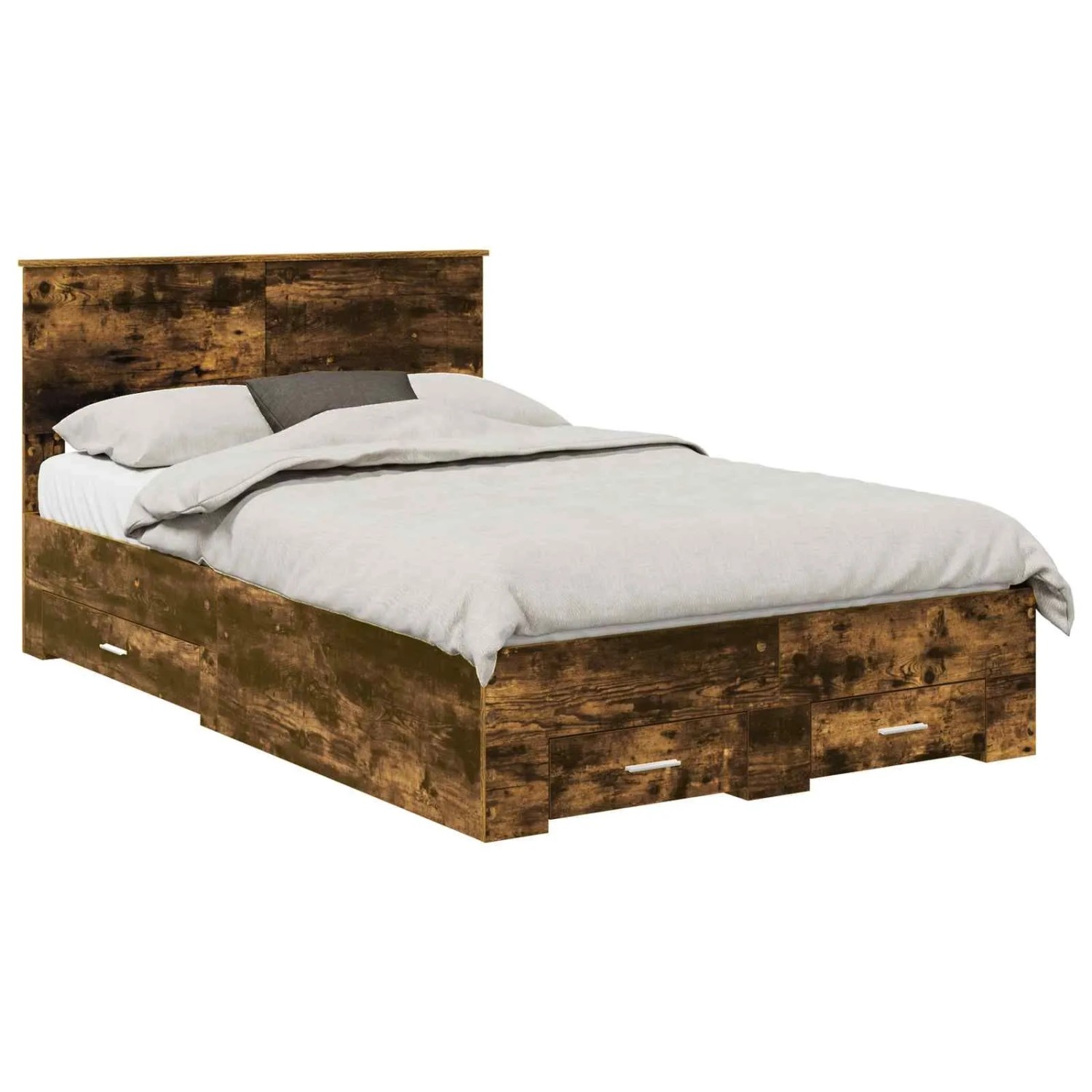 vidaXL Bettrahmen Räuchereiche 135 x 190 cm Holzwerkstoff 3408276