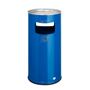 PROREGAL Klassischer Kombiascher Rund HxBxT 70 x 32 x 32 cm Verzinkter Stahl Blau