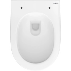 Weißes, spülrandloses baliv Wand WC-Set Kingston Tiefspüler, Aufsicht.