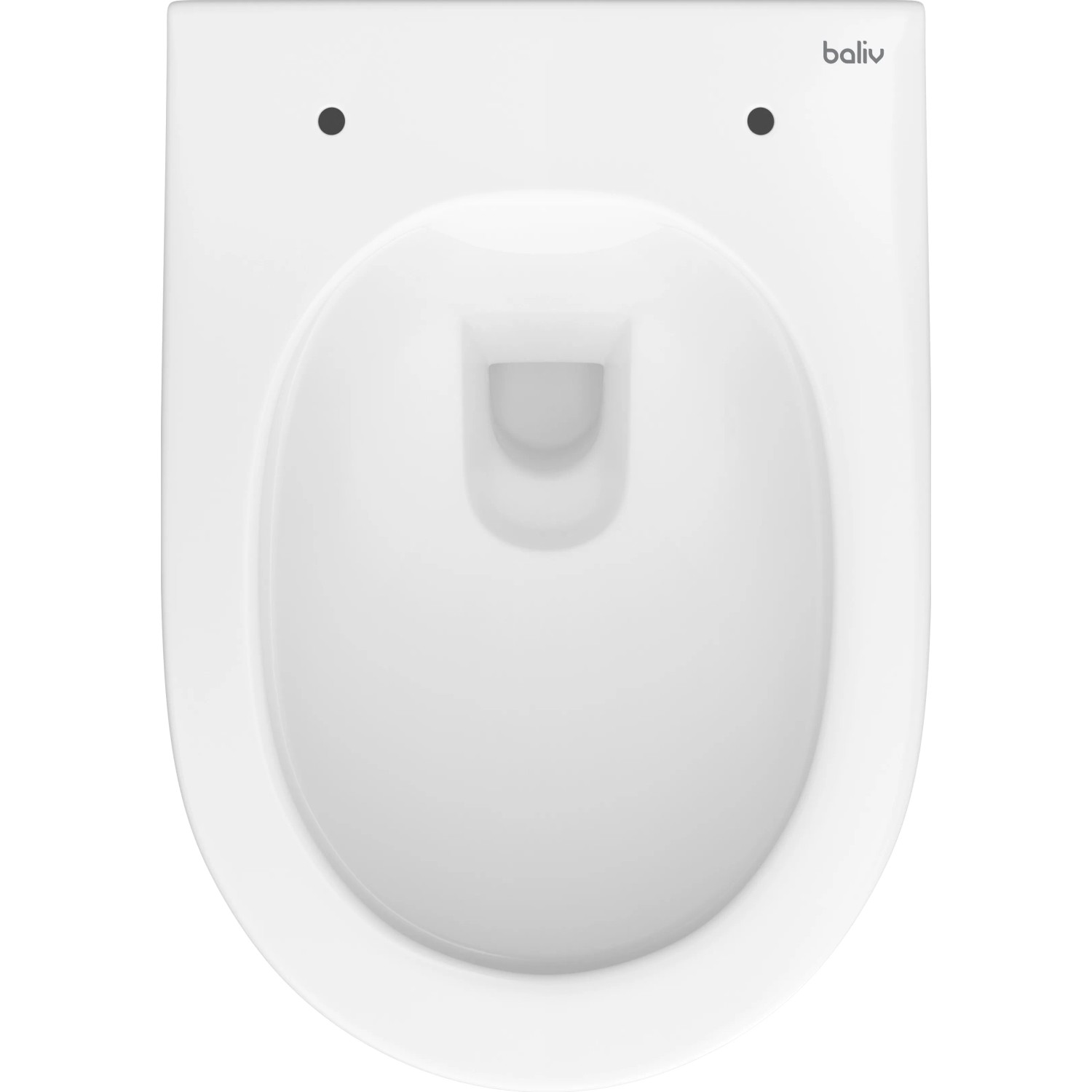 Weißes, spülrandloses baliv Wand WC-Set Kingston Tiefspüler, Aufsicht.