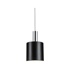 Paulmann Tallis 2Easy URail Schirm, schwarz matt, zylindrische Pendelleuchte mit Chrom-Akzent. Ideal für LED-Schienensysteme.