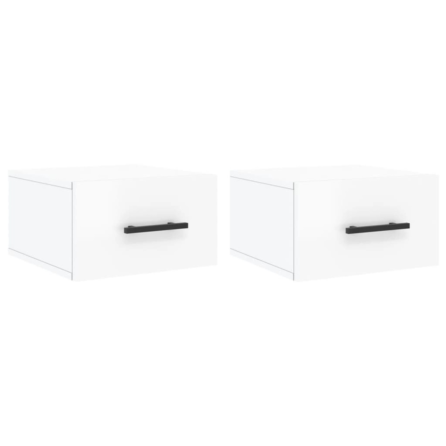 Image of vidaXL Wand-Nachttische 2 Stk Hochglanz-Weiß 35x35x20 cm Modell 5