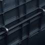 Detailansicht: Schwarze VidaXL Garten-Aufbewahrungsbox (320 L) aus Kunststoff mit Holzoptik.