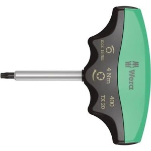 Wera Drehmomentschraubendreher mit grün-schwarzem Quergriff, 4 Nm, TX 20. Präzises Werkzeug.
