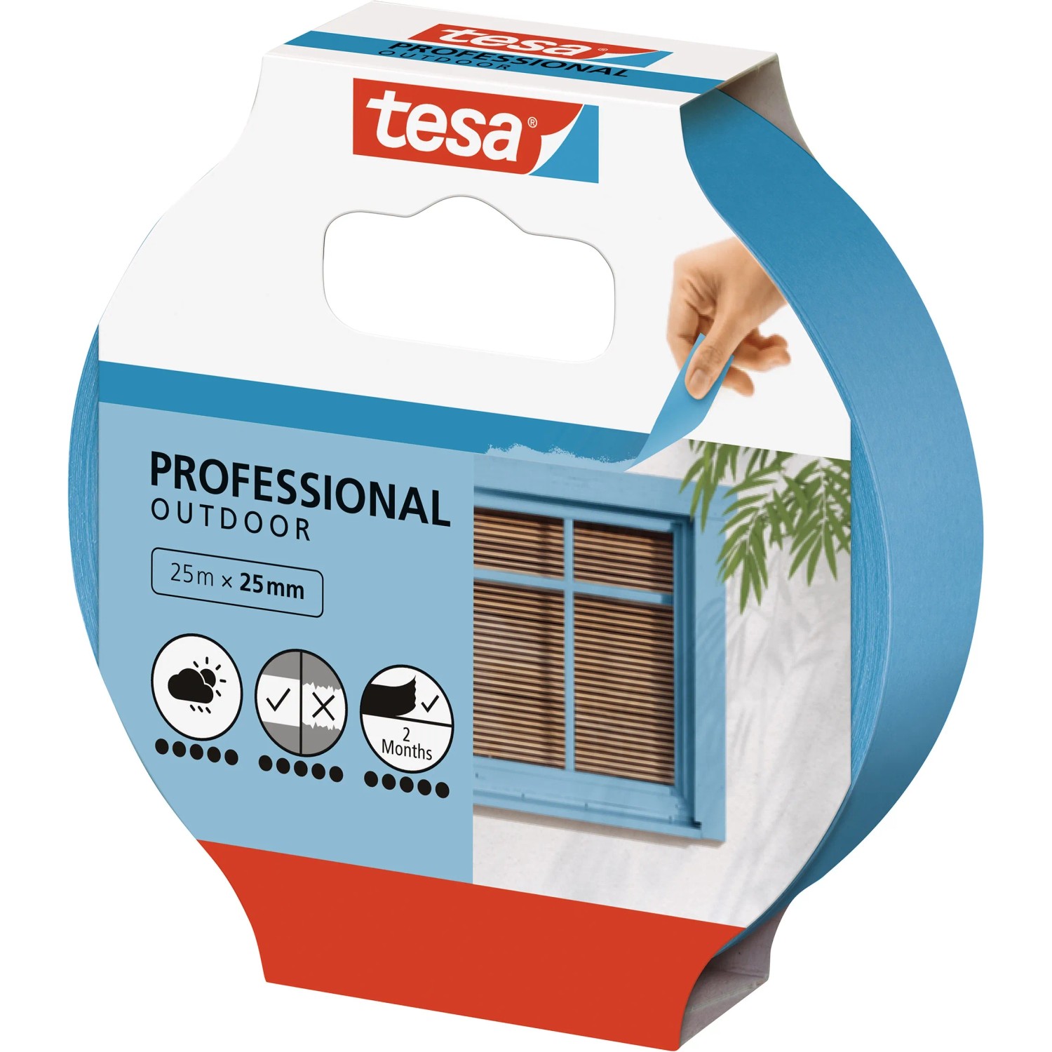 Tesa Malerband Professional Outdoor, 25 m x 25 mm, für präzise Aussenanwendungen.