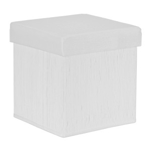Relaxdays Sitzhocker Bambus Weiß Faltbar mit Stauraum 35 cm x 35 cm x 35 cm 2,5 kg