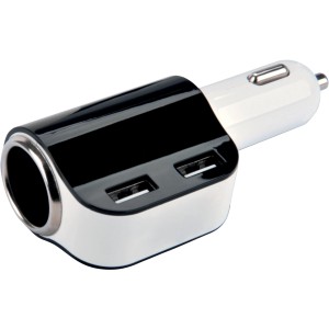 Cartrend USB Ladesteckdose in Schwarz mit 2 USB-Ports für die Innenausstattung.