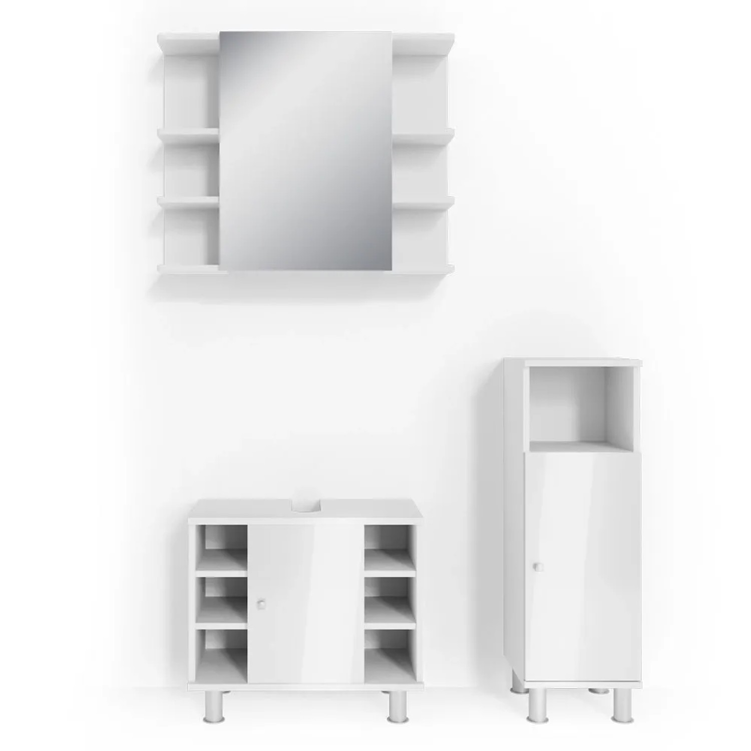 Vicco Badmöbel-Set Fynn Weiß Hochglanz 60 x 54 3-teilig
