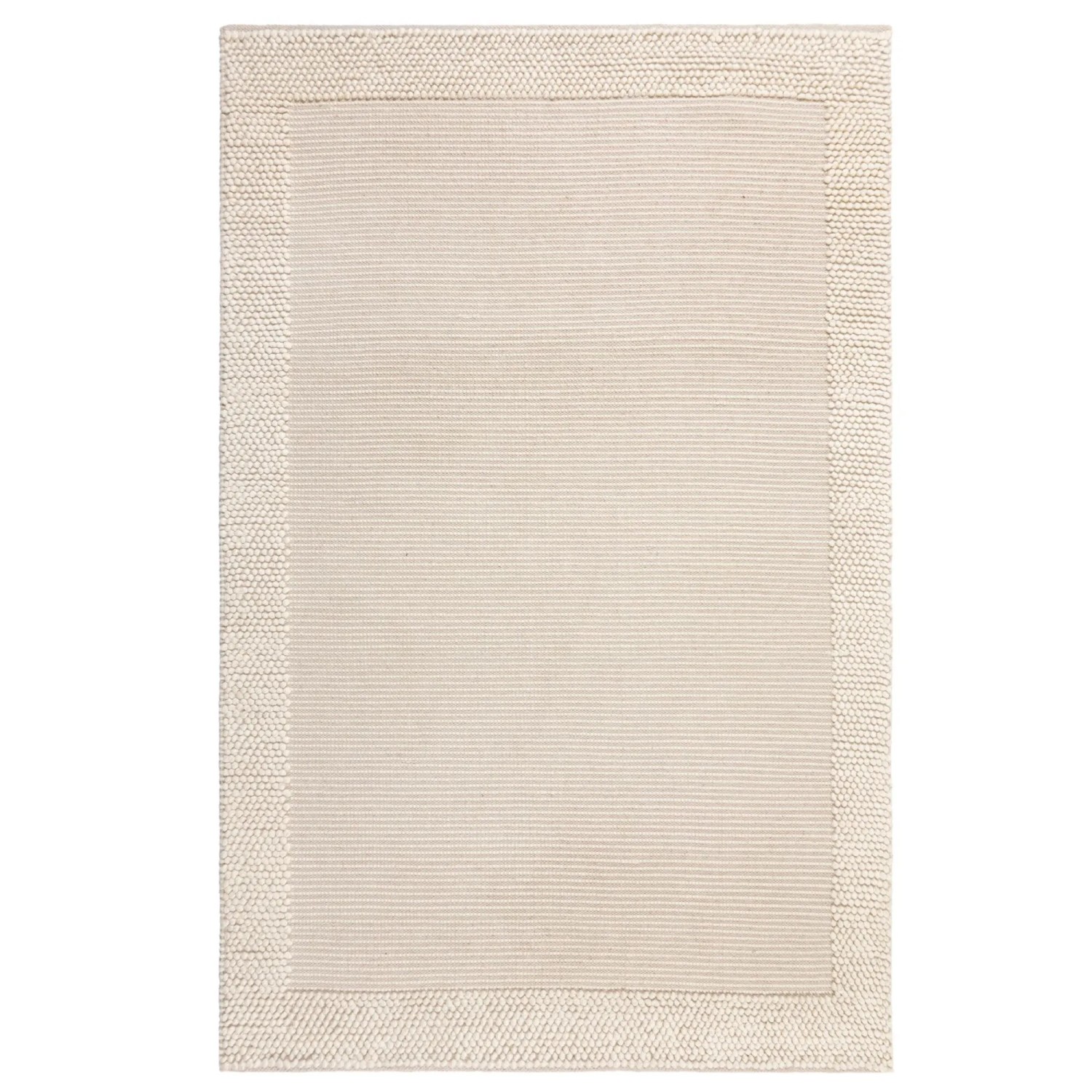 Flair Rugs Wollteppich Bobble Border 120 cm x 170 cm Elfenbein