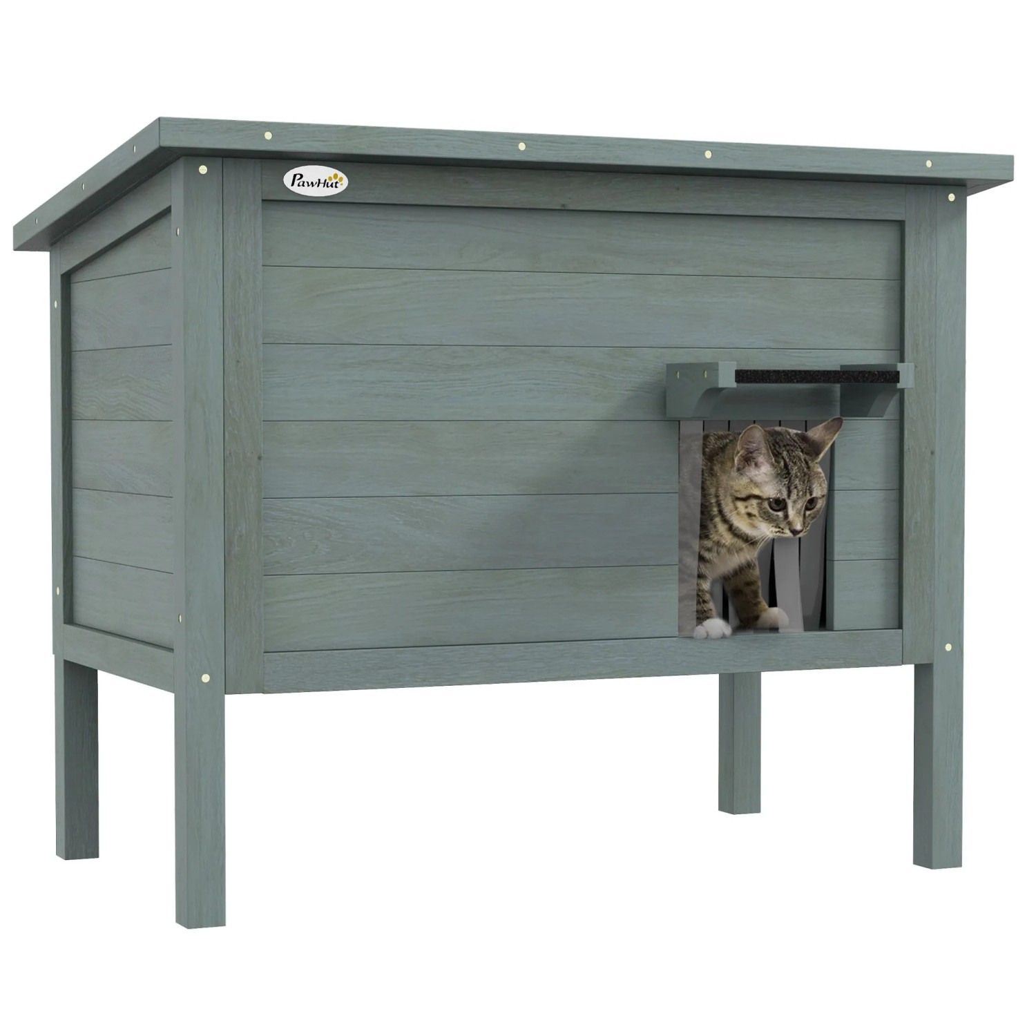 PawHut Katzenhaus Tannenholz 85cm x 50 x 68,5cm