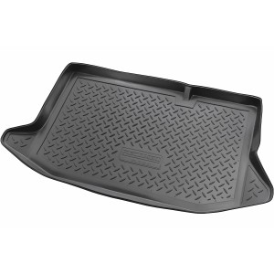 Schwarze Gummi Kofferraumwanne für Ford Fiesta VI (2008-2017), passgenaues Autozubehör.