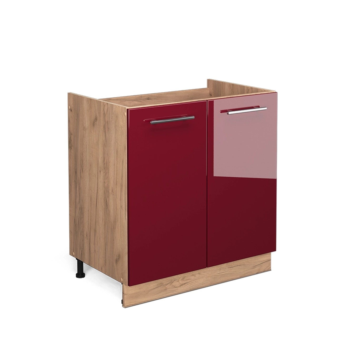 Vicco Spülenunterschrank Fame-Line Bordeaux Hochglanz/Goldkraft Eiche 80 cm günstig online kaufen