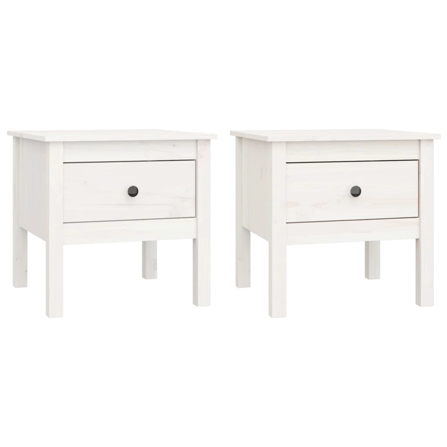 vidaXL Beistelltische 2 Stk. Weiß 50x50x49 cm Massivholz Kiefer 813797 günstig online kaufen