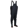 Schwarze vidaXL Wathose mit Stiefeln, Größe 44, für Angeln und Arbeit.